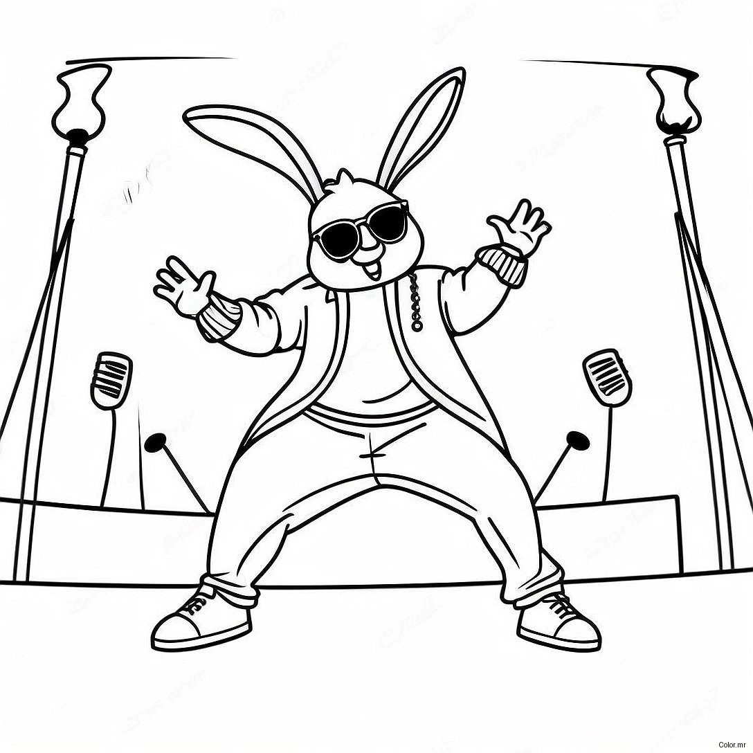 Bad Bunny Performing On Stage Coloring Page 5674 4533