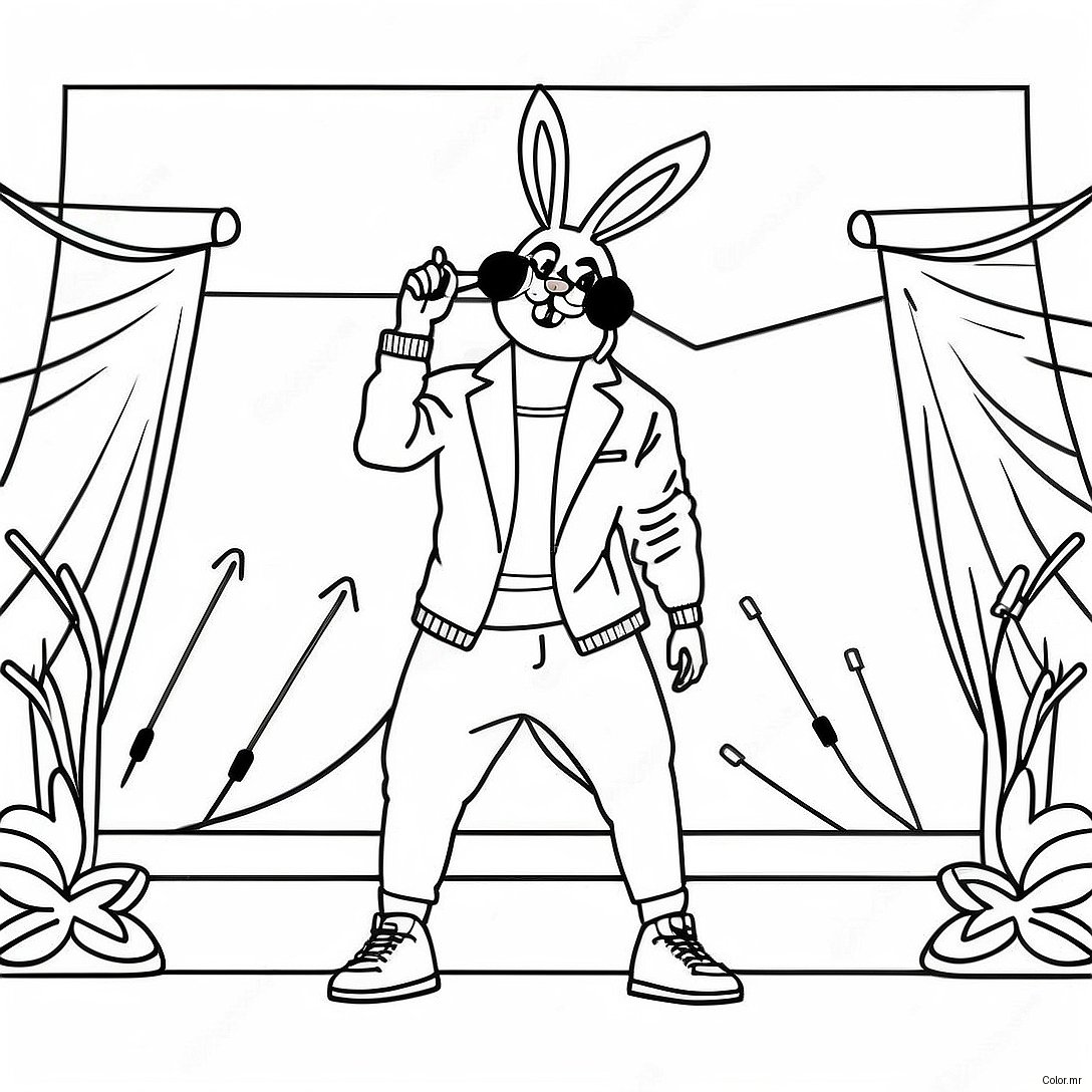 Bad Bunny Performing On Stage Coloring Page 5674 4535