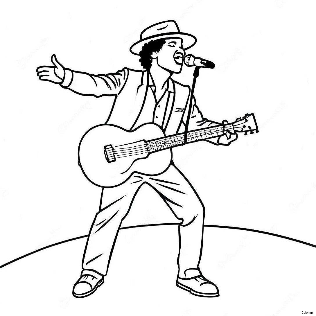 Bruno Mars Performing On Stage Coloring Page 27314 24902
