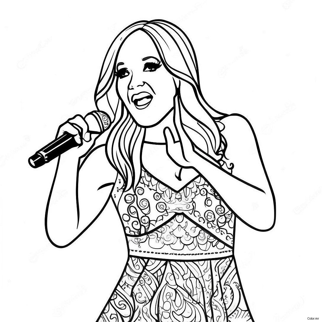 Carrie Underwood Performing On Stage Coloring Page 53659 44728