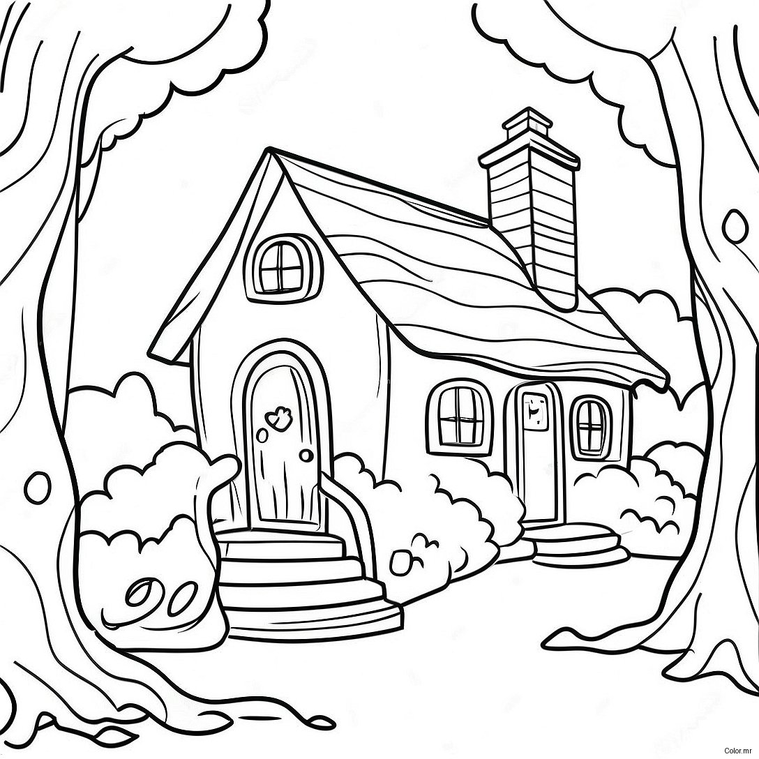 Charming Cottage In The Forest Coloring Page 70094 57961
