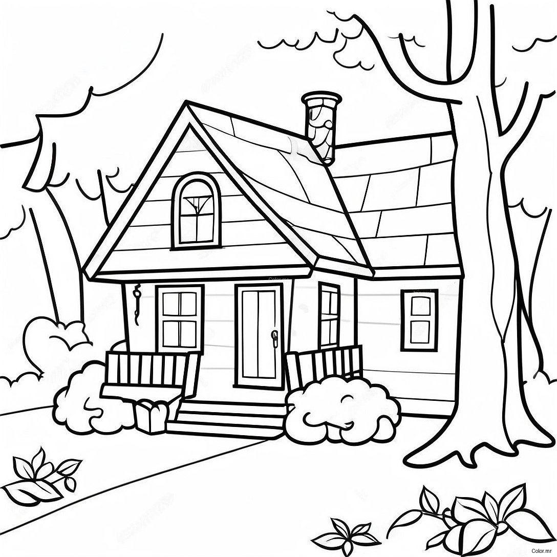 Charming Cottage In The Forest Coloring Page 70094 57962