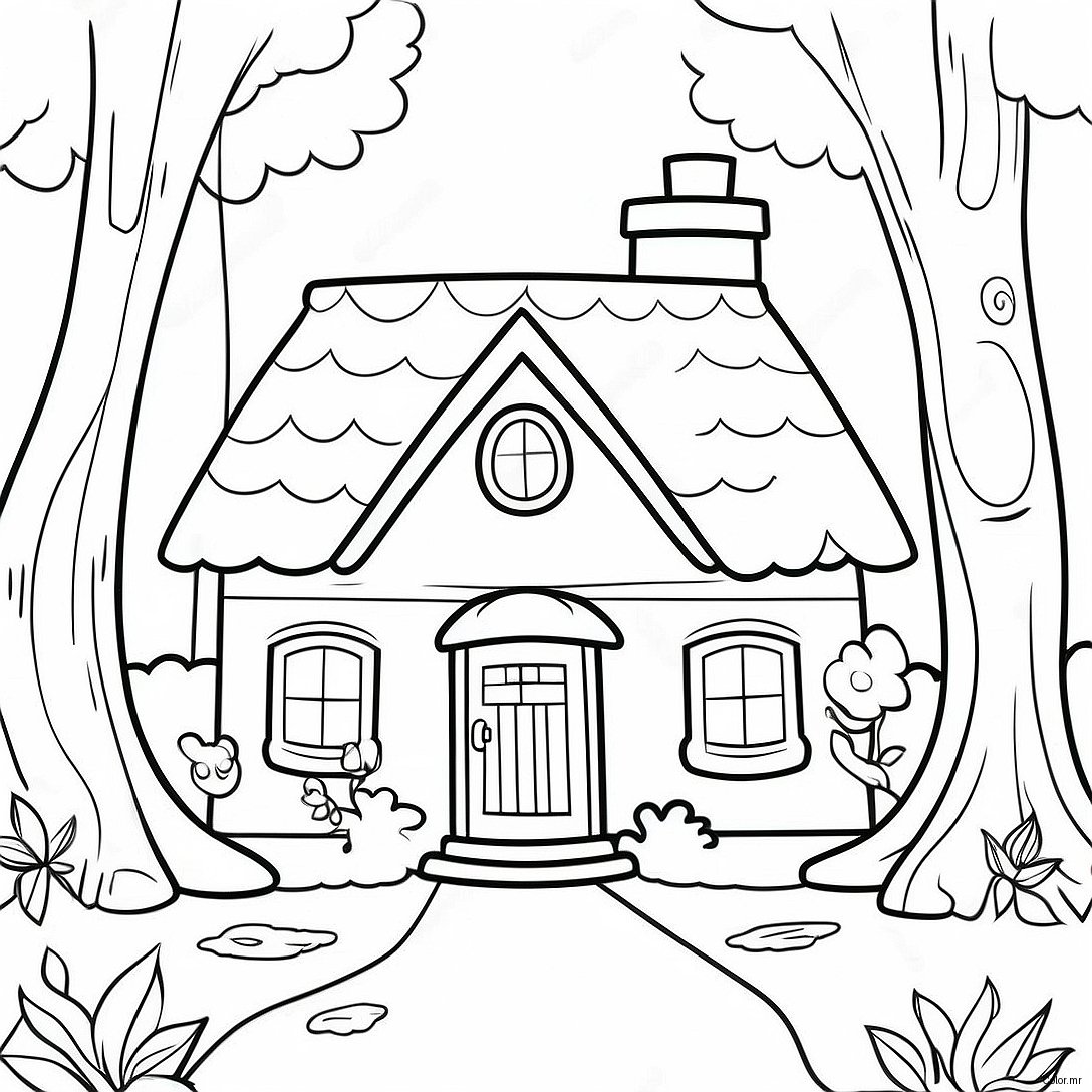 Charming Cottage In The Forest Coloring Page 70094 57963