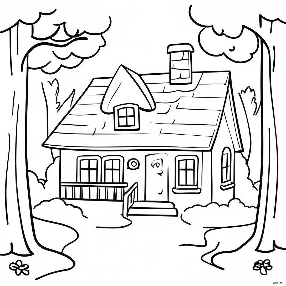 Charming Cottage In The Forest Coloring Page 70094 57964