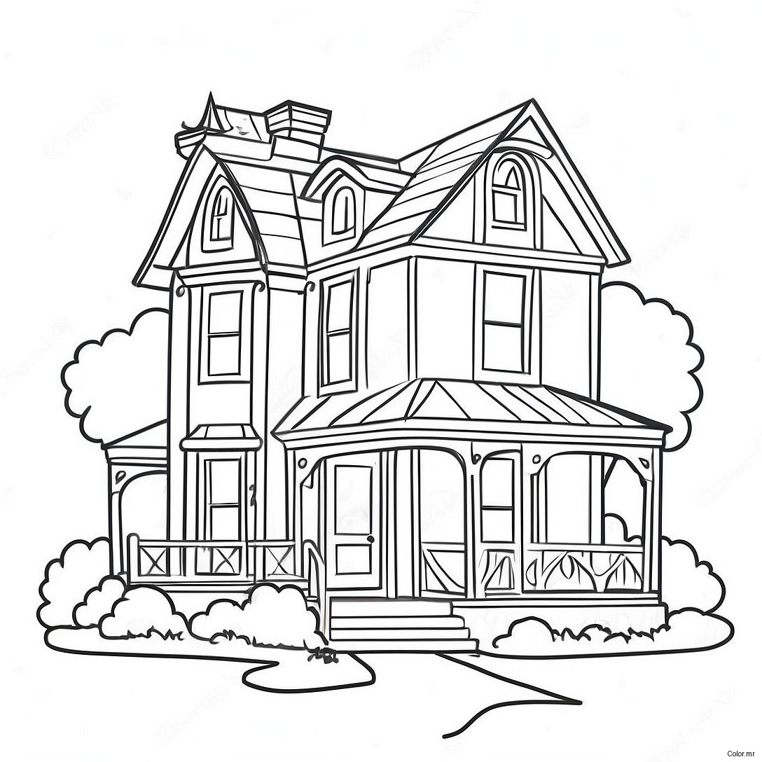 Charming Victorian Cottage Coloring Page 21773 20173