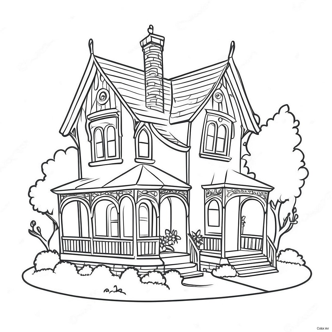 Charming Victorian Cottage Coloring Page 21773 20175