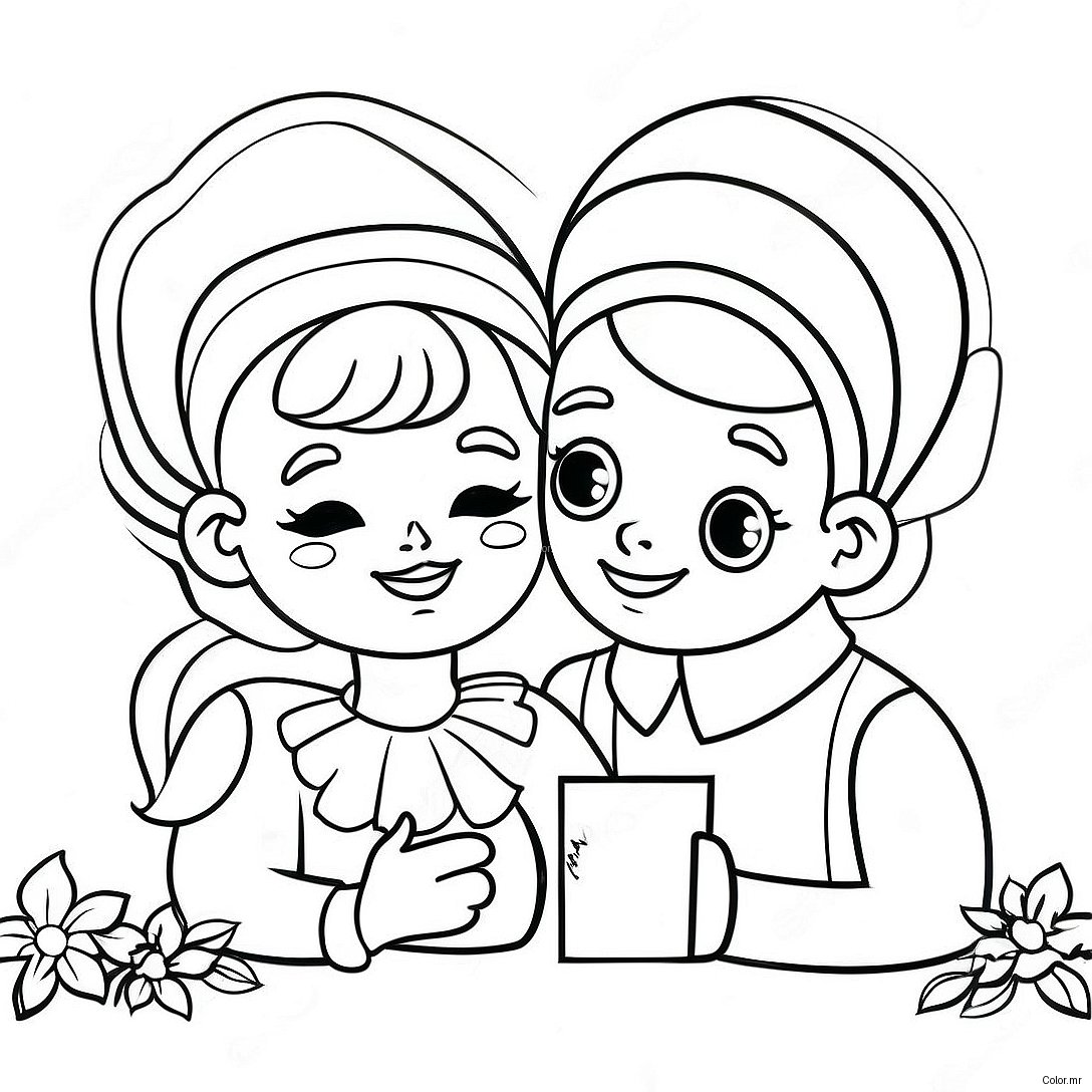 Charming Vintage Valentine Couple Coloring Page 63310 52407
