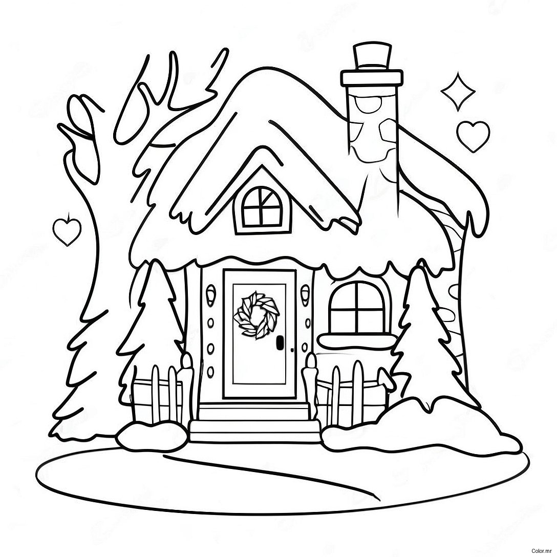 Cozy Christmas Cottage Coloring Page 26403 24181