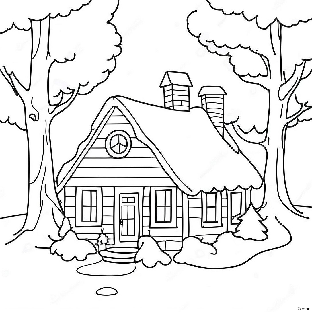 Cozy Christmas Cottage Coloring Page 26403 24182