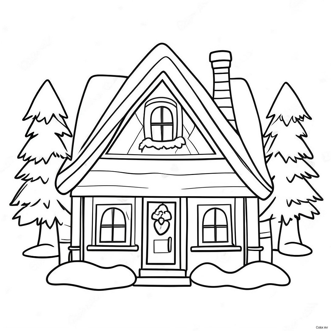 Cozy Christmas Cottage Coloring Page 26403 24184