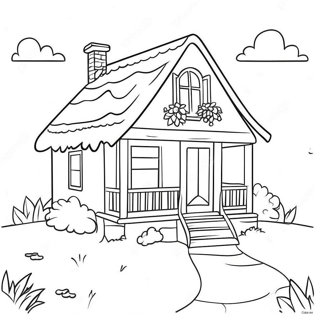 Cozy Cottage Coloring Page 5825 4656