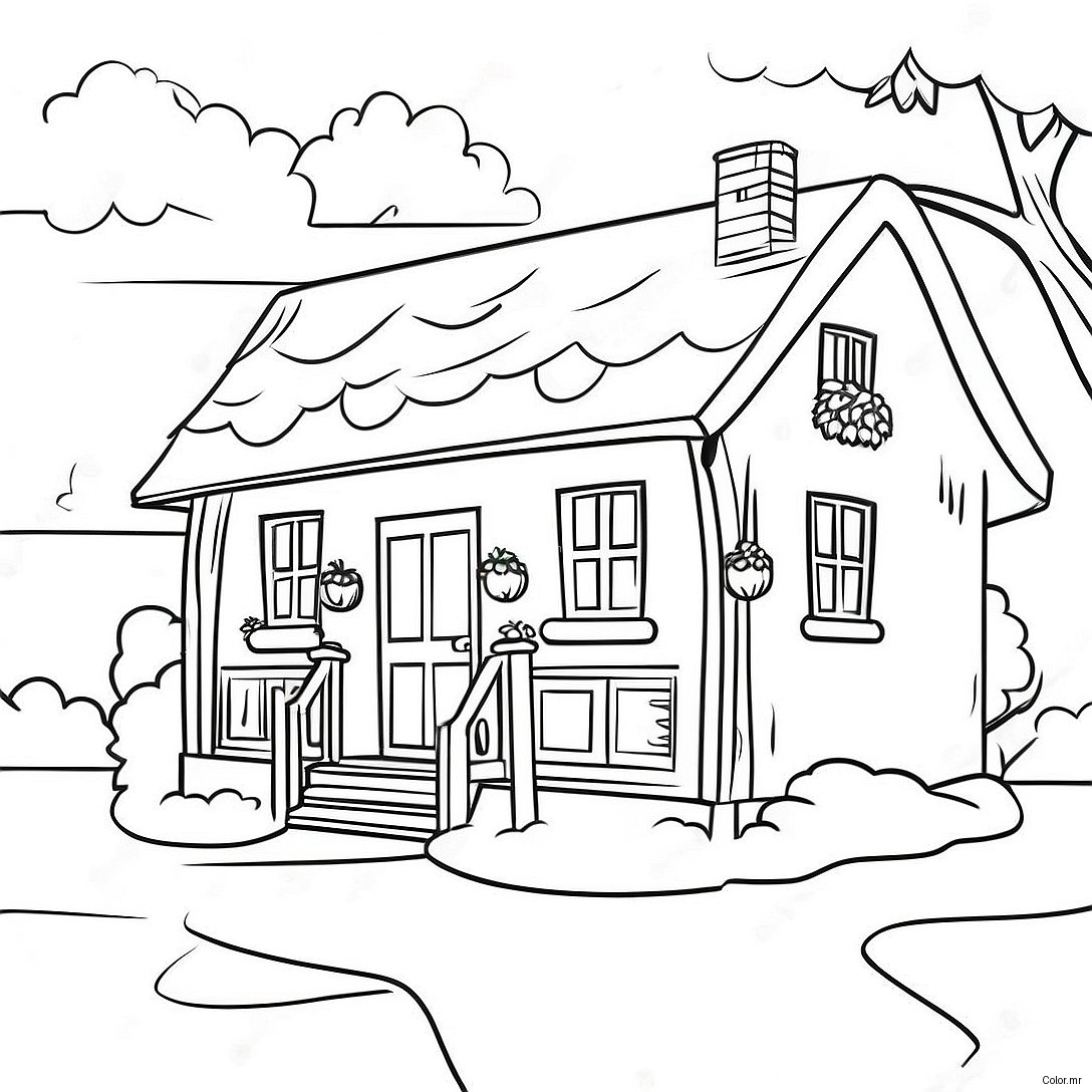 Cozy Cottage Coloring Page 65351 54006