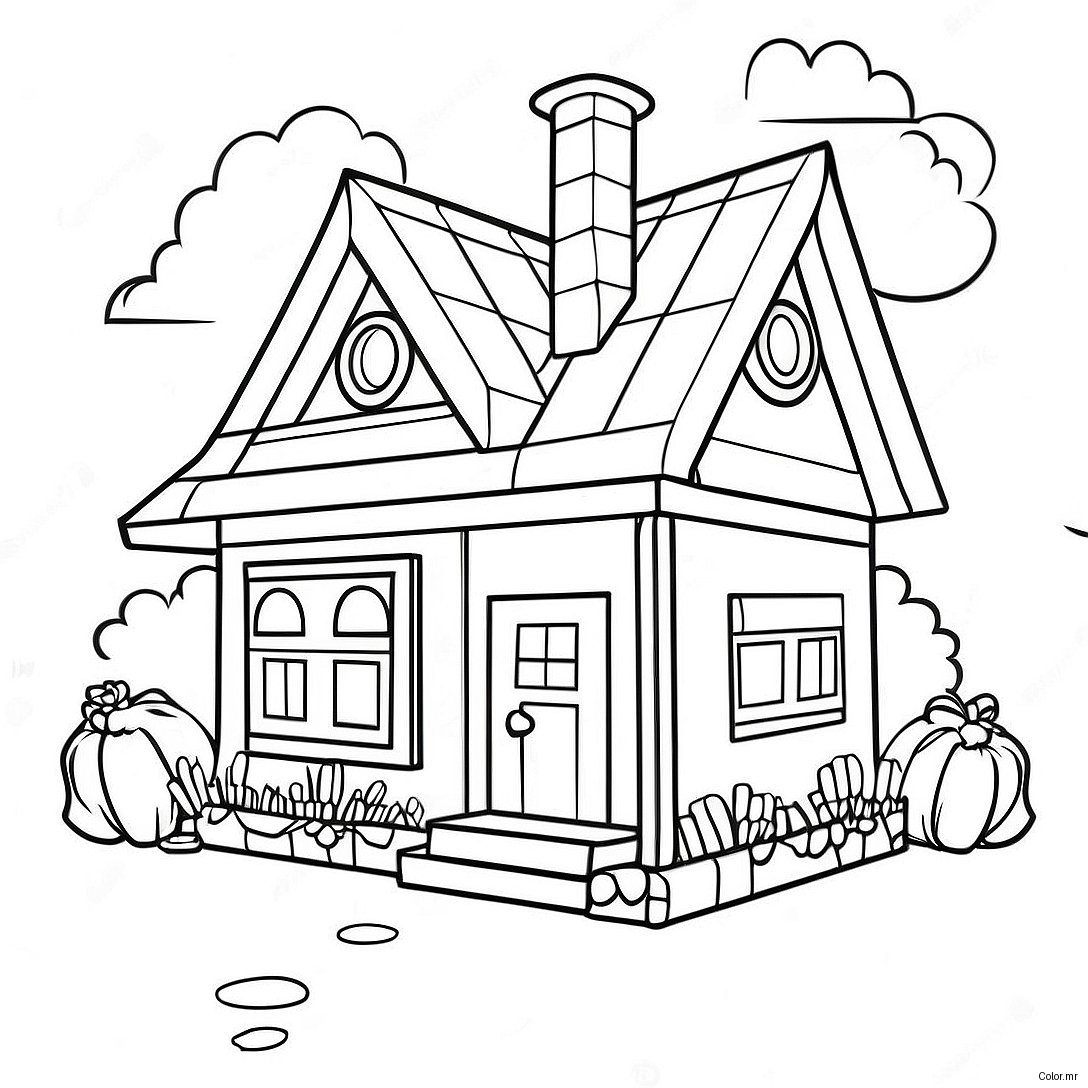 Cozy Minecraft Cottage Coloring Page 32110 16586