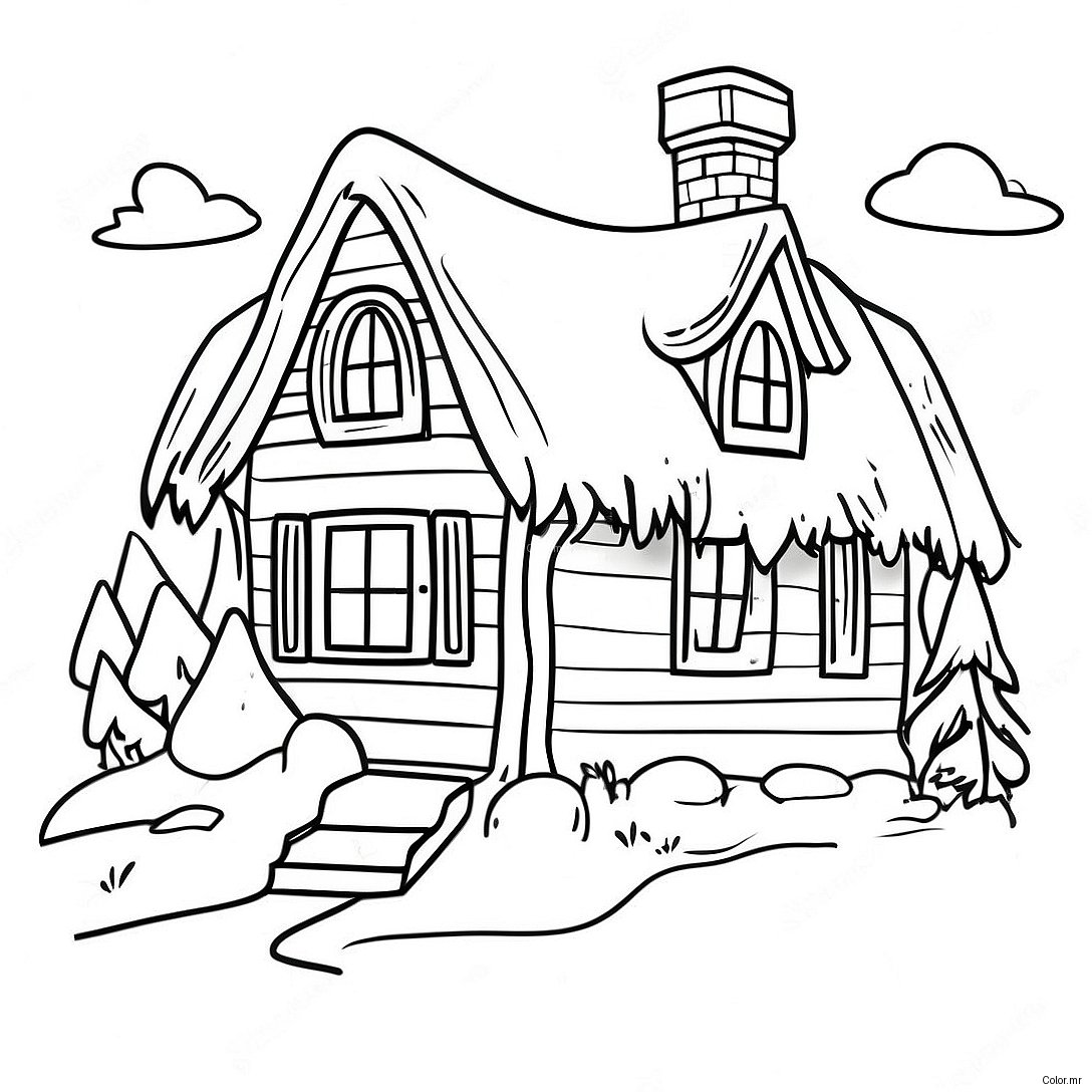 Cozy Winter Cottage Coloring Page 52477 43665