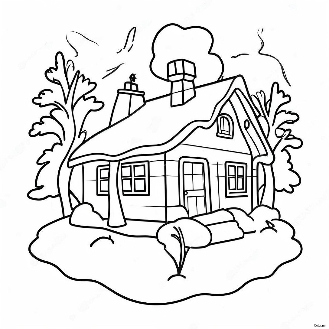 Cozy Winter Cottage Coloring Page 52477 43667