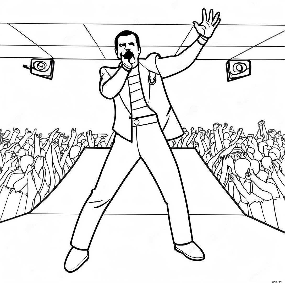 Freddie Mercury Performing On Stage Coloring Page 58756 48805