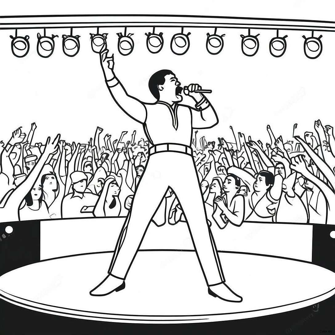 Freddie Mercury Performing On Stage Coloring Page 58756 48806