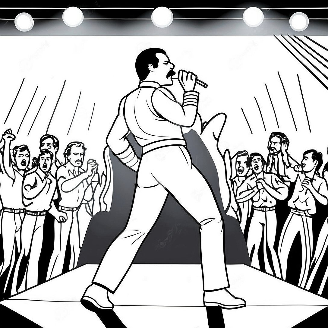 Freddie Mercury Performing On Stage Coloring Page 58756 48807