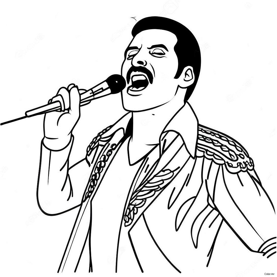 Freddie Mercury Performing On Stage Coloring Page 58756 48808