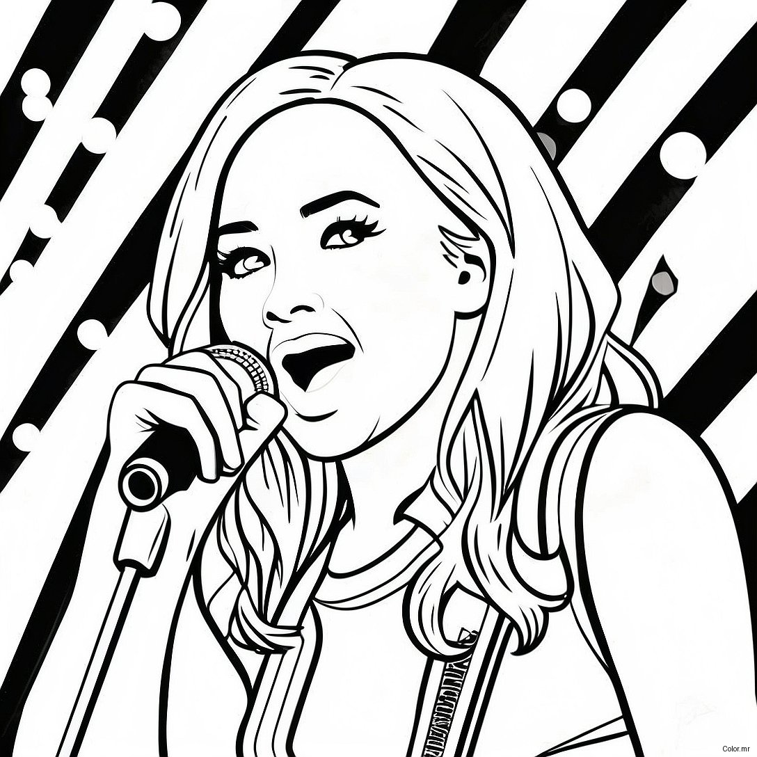 Hannah Montana Singing On Stage Coloring Page 23214 21309