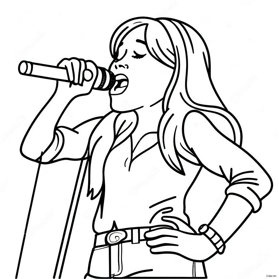 Hannah Montana Singing On Stage Coloring Page 23214 21310