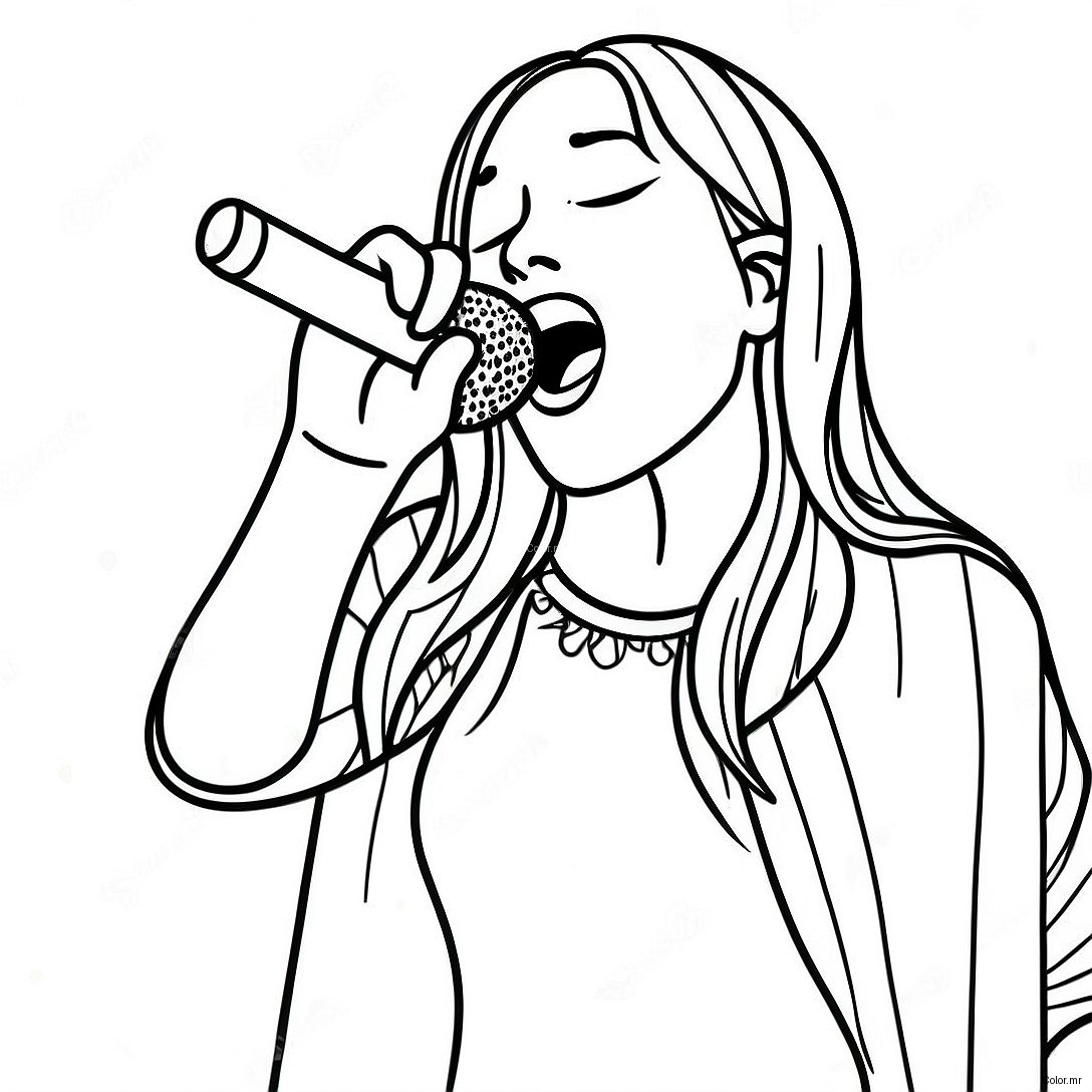 Hannah Montana Singing On Stage Coloring Page 23214 21312