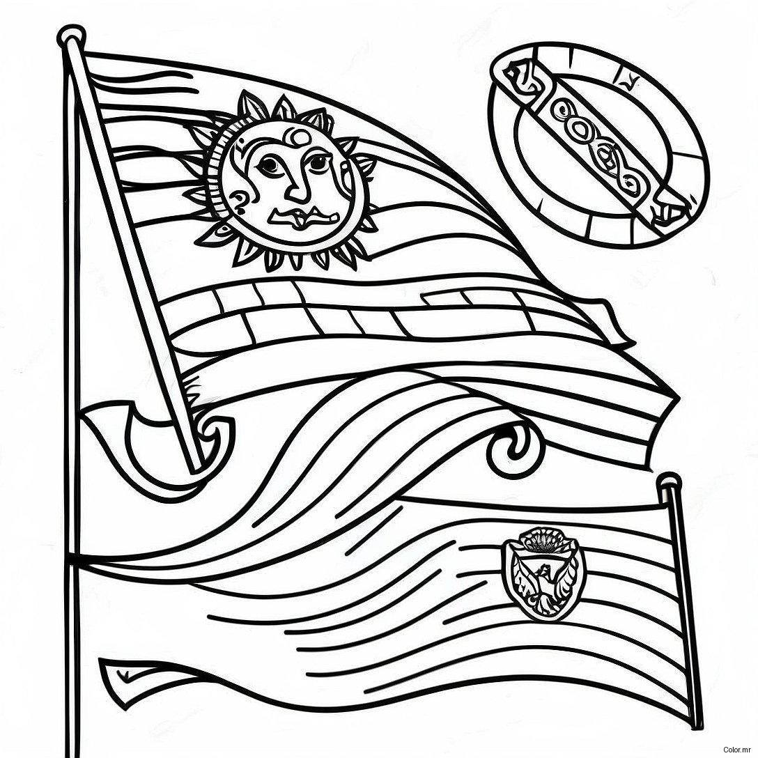 Hispanic Heritage Month Flags Coloring Page 19888 18558