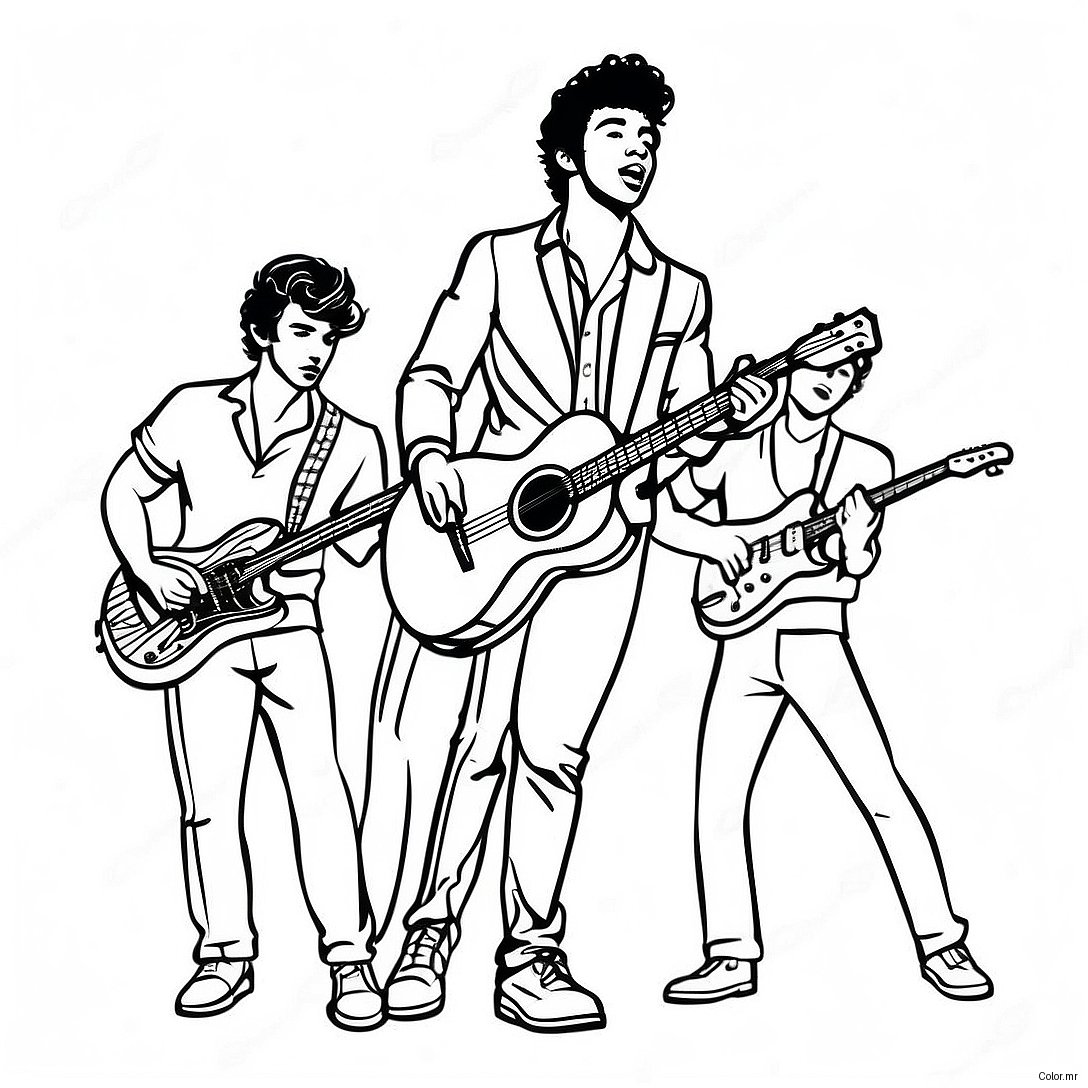 Jonas Brothers Performing On Stage Coloring Page 42972 35777