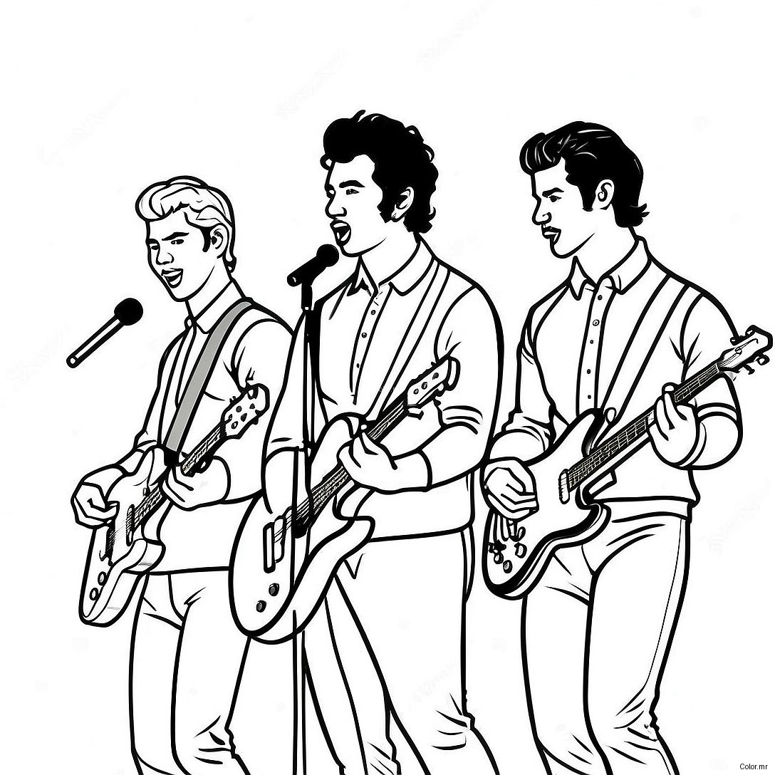 Jonas Brothers Performing On Stage Coloring Page 42972 35779
