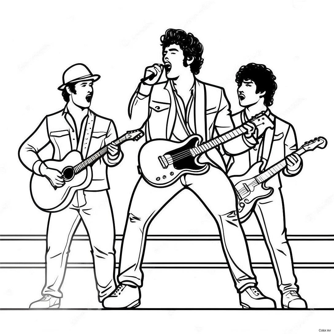 Jonas Brothers Performing On Stage Coloring Page 42972 35780