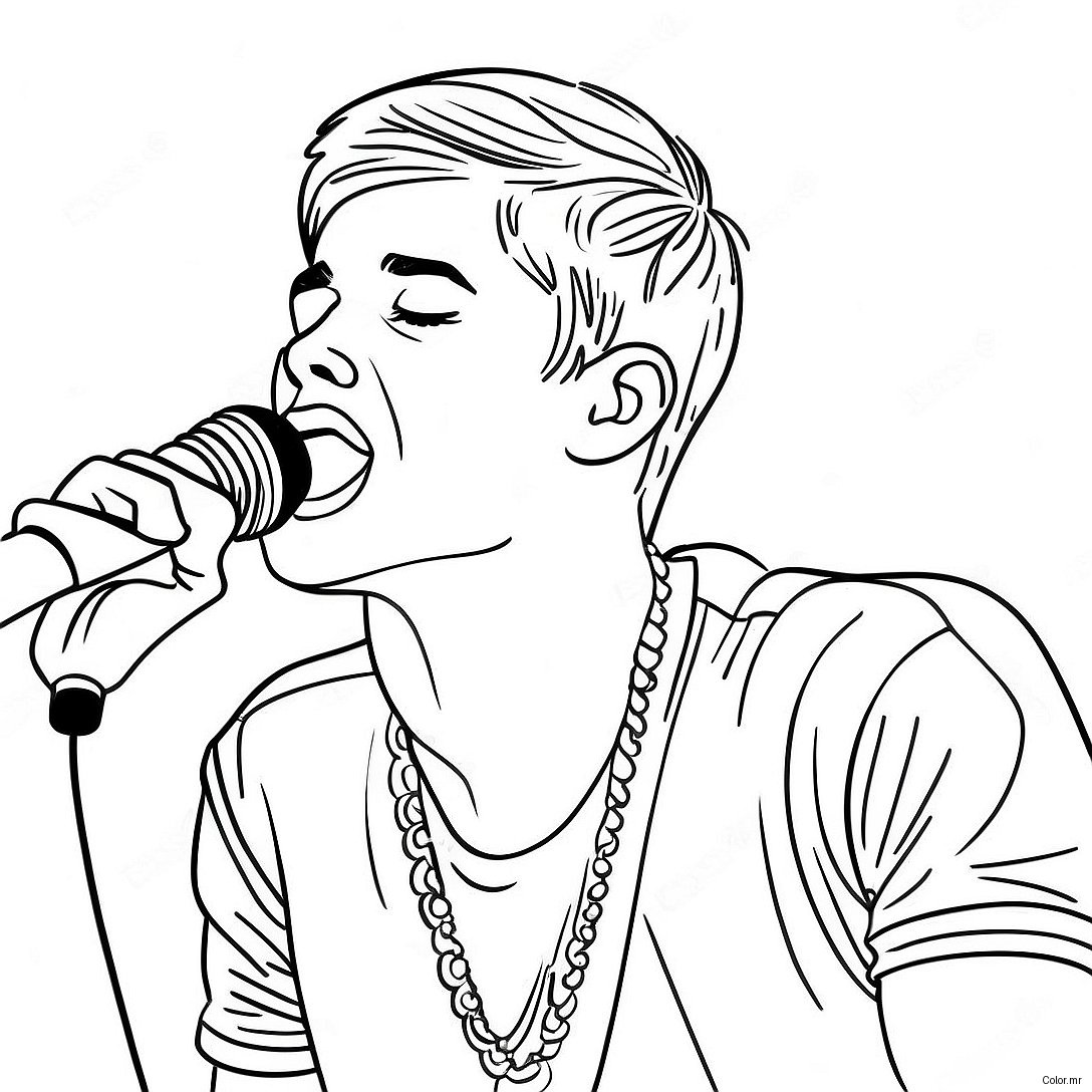 Justin Bieber Singing On Stage Coloring Page 7315 5950