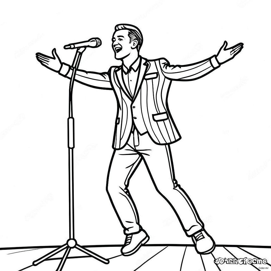 Justin Timberlake Performing On Stage Coloring Page 47464 39486