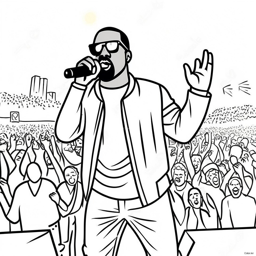 Kanye West Performing On Stage Coloring Page 21293 19645