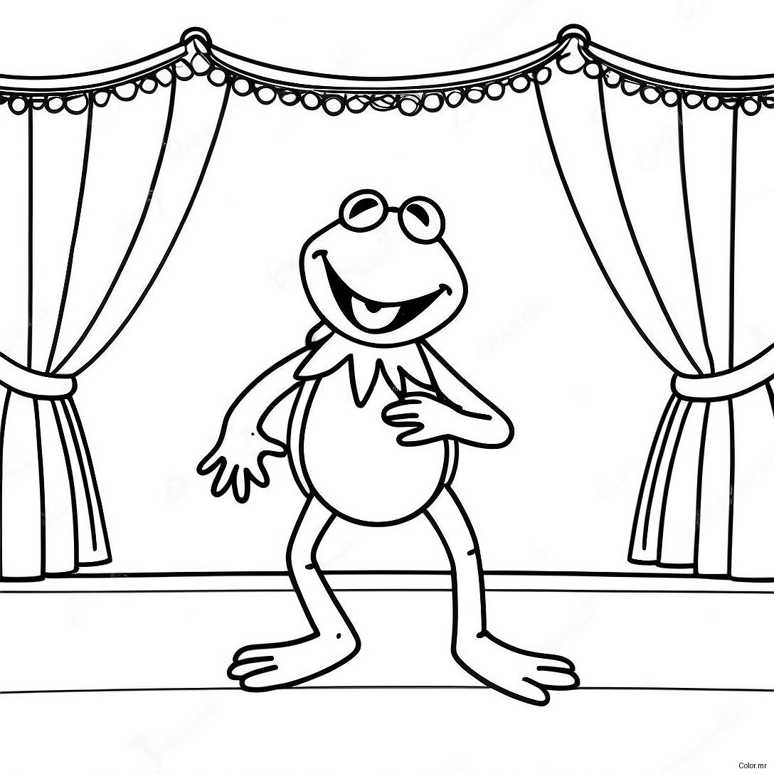 Kermit The Frog Singing On Stage Coloring Page 46754 38924