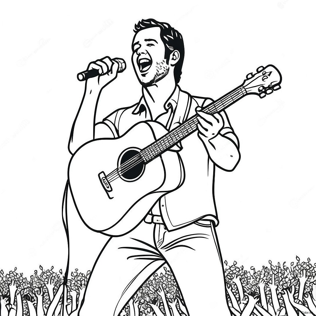 Luke Bryan Performing On Stage Coloring Page 71294 58922