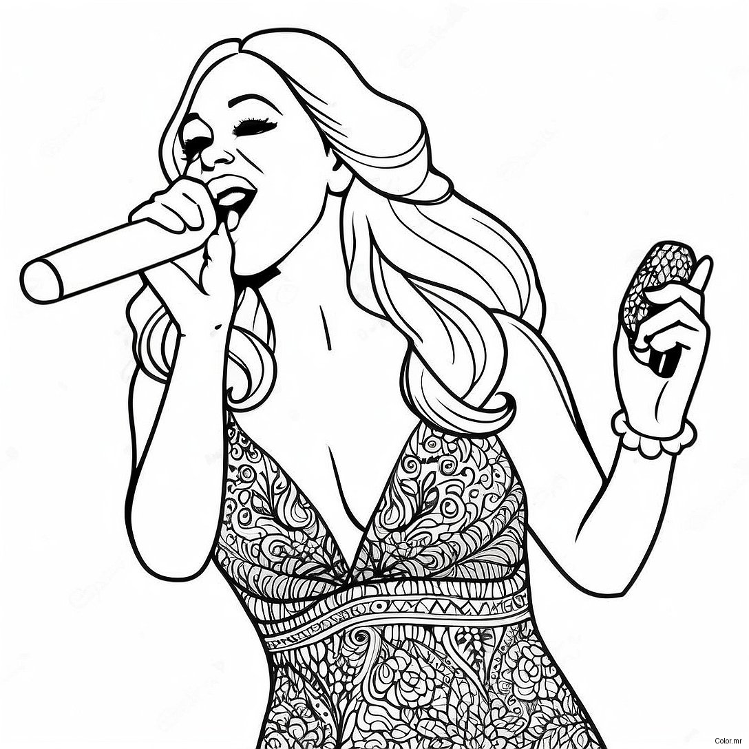 Mariah Carey Singing On Stage Coloring Page 39378 32689