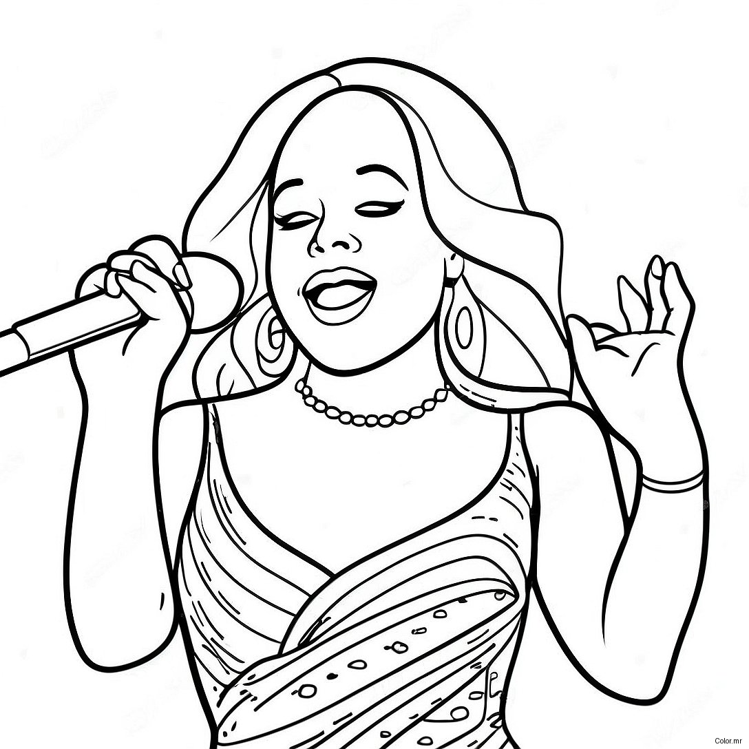 Mariah Carey Singing On Stage Coloring Page 39378 32692