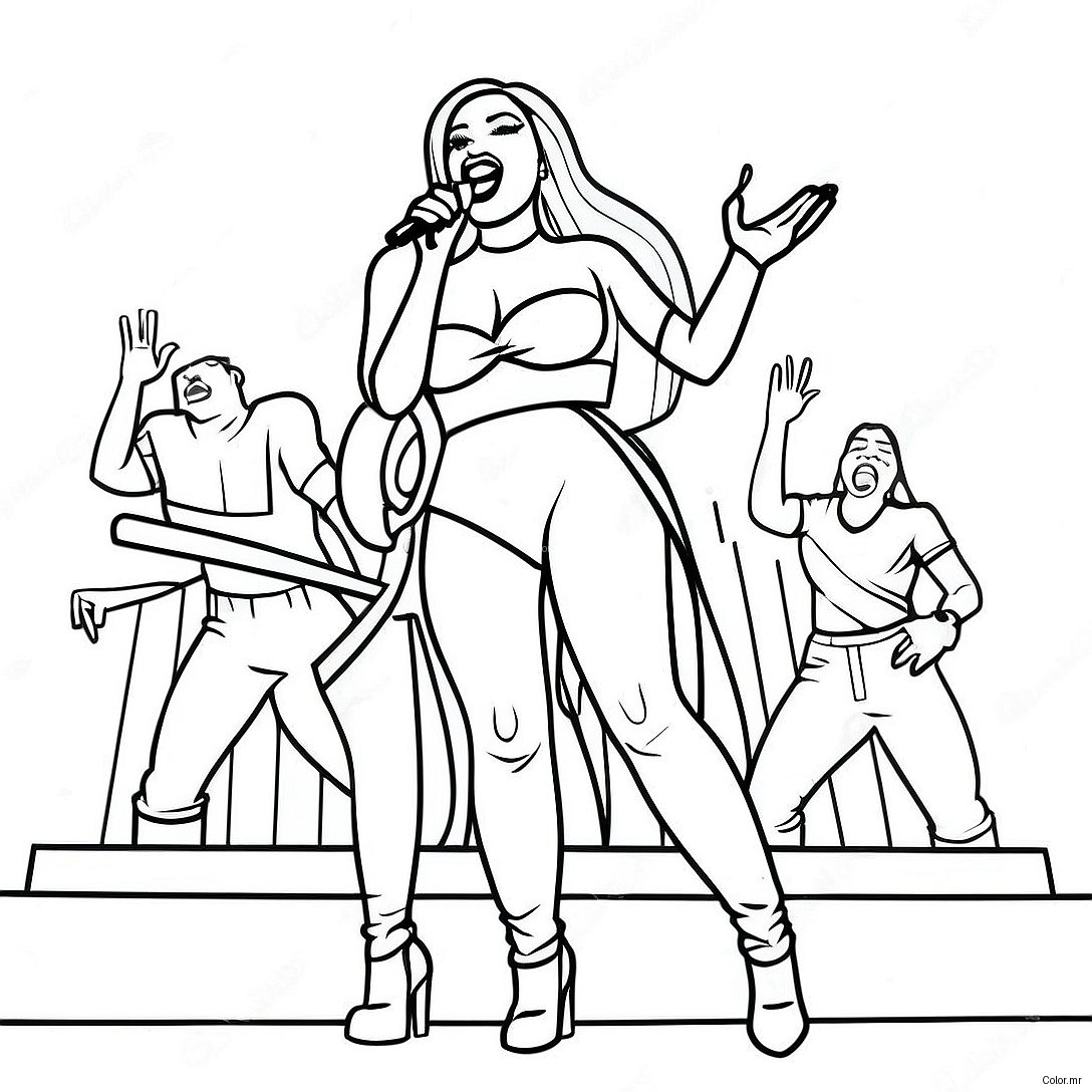 Megan Thee Stallion Performing On Stage Coloring Page 67963 56055