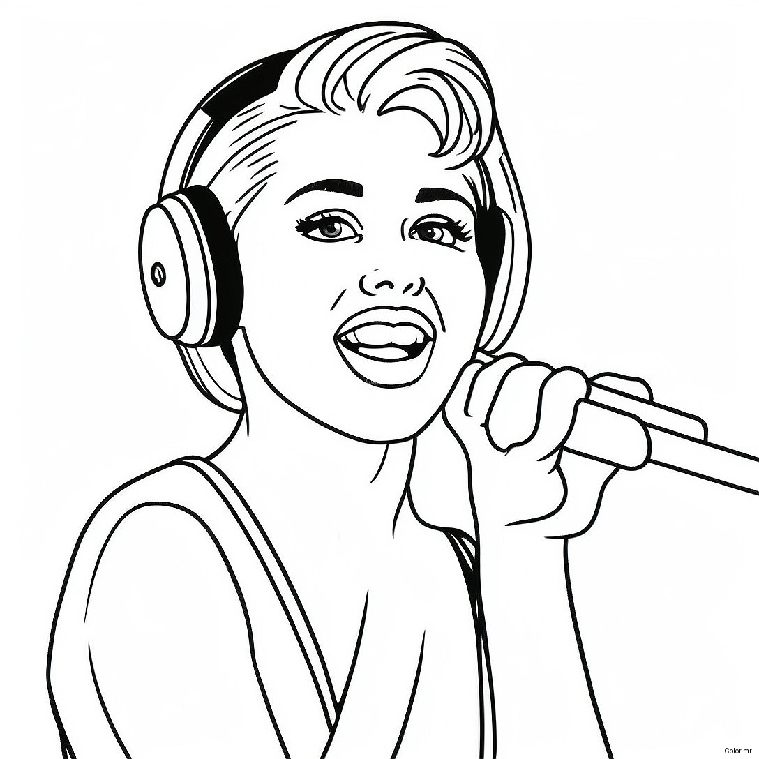 Miley Cyrus Singing On Stage Coloring Page 21613 19903