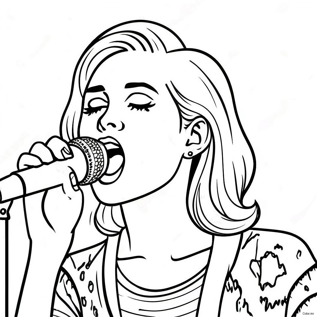 Miley Cyrus Singing On Stage Coloring Page 21613 20046