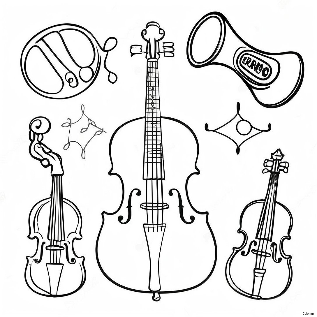 Musical Instruments Listening Coloring Page 35494 29531