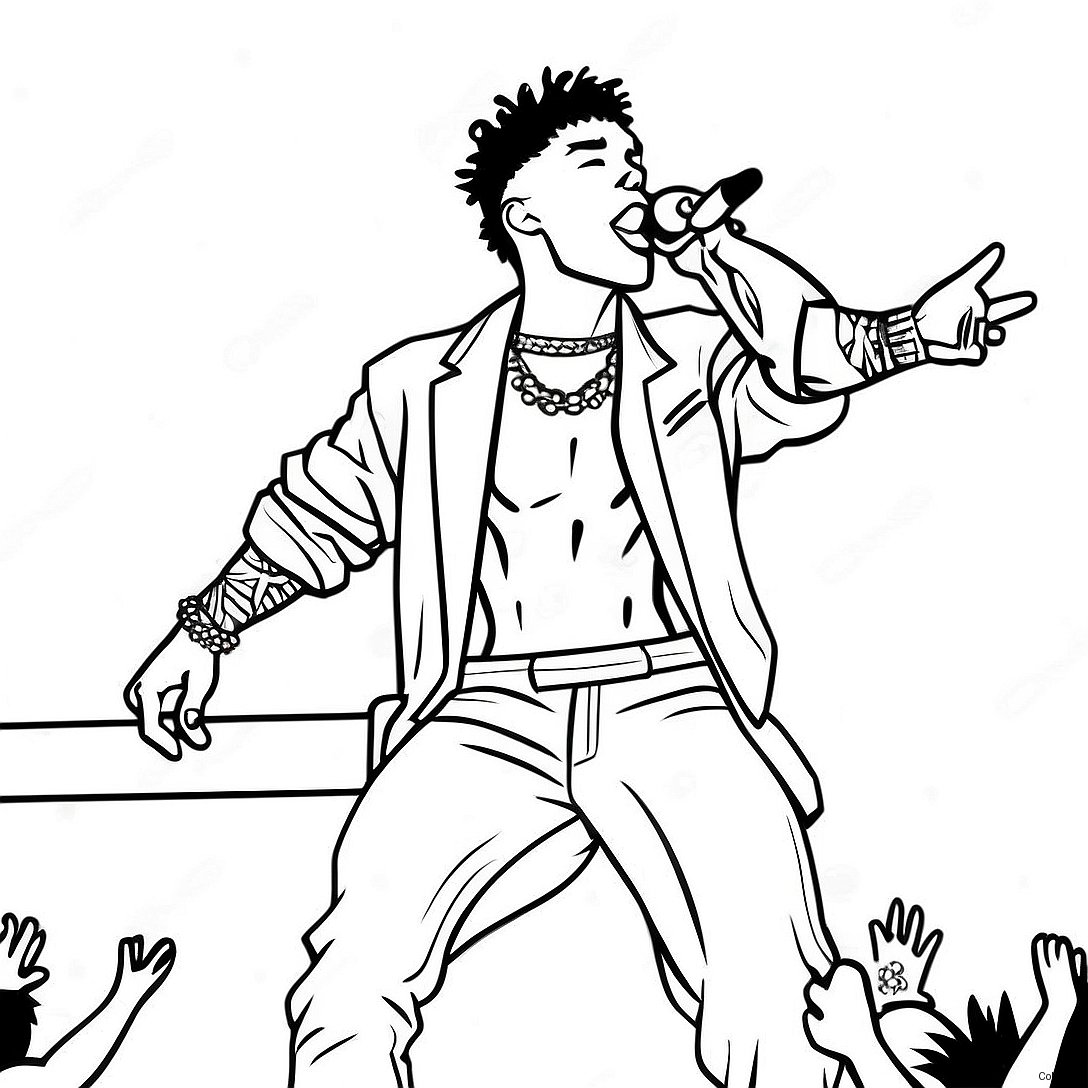 Nle Choppa Performing On Stage Coloring Page 24525 22524