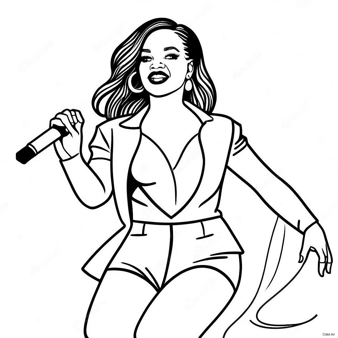 Rihanna Performing On Stage Coloring Page 24686 22643