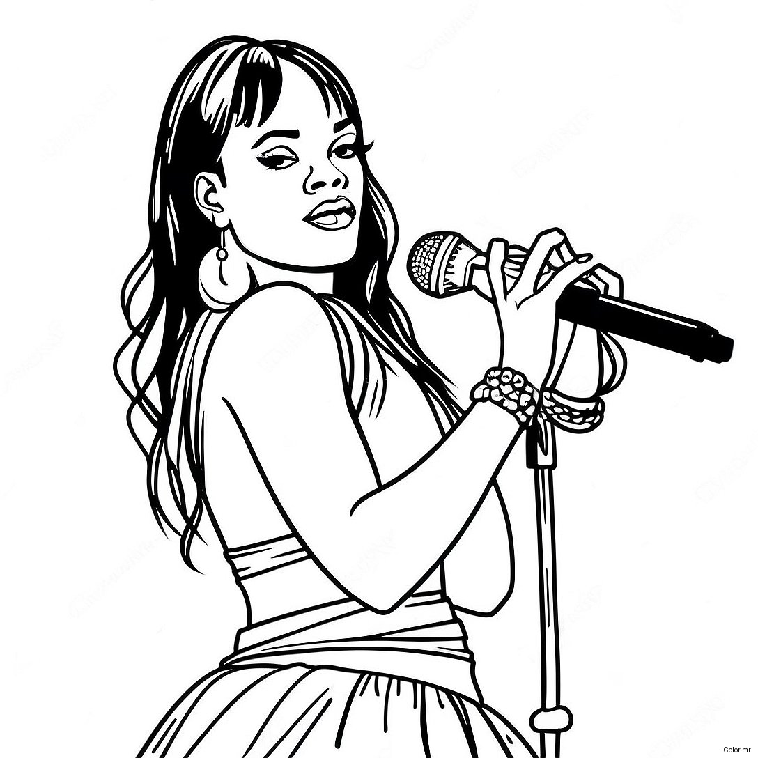 Rihanna Performing On Stage Coloring Page 24686 22644