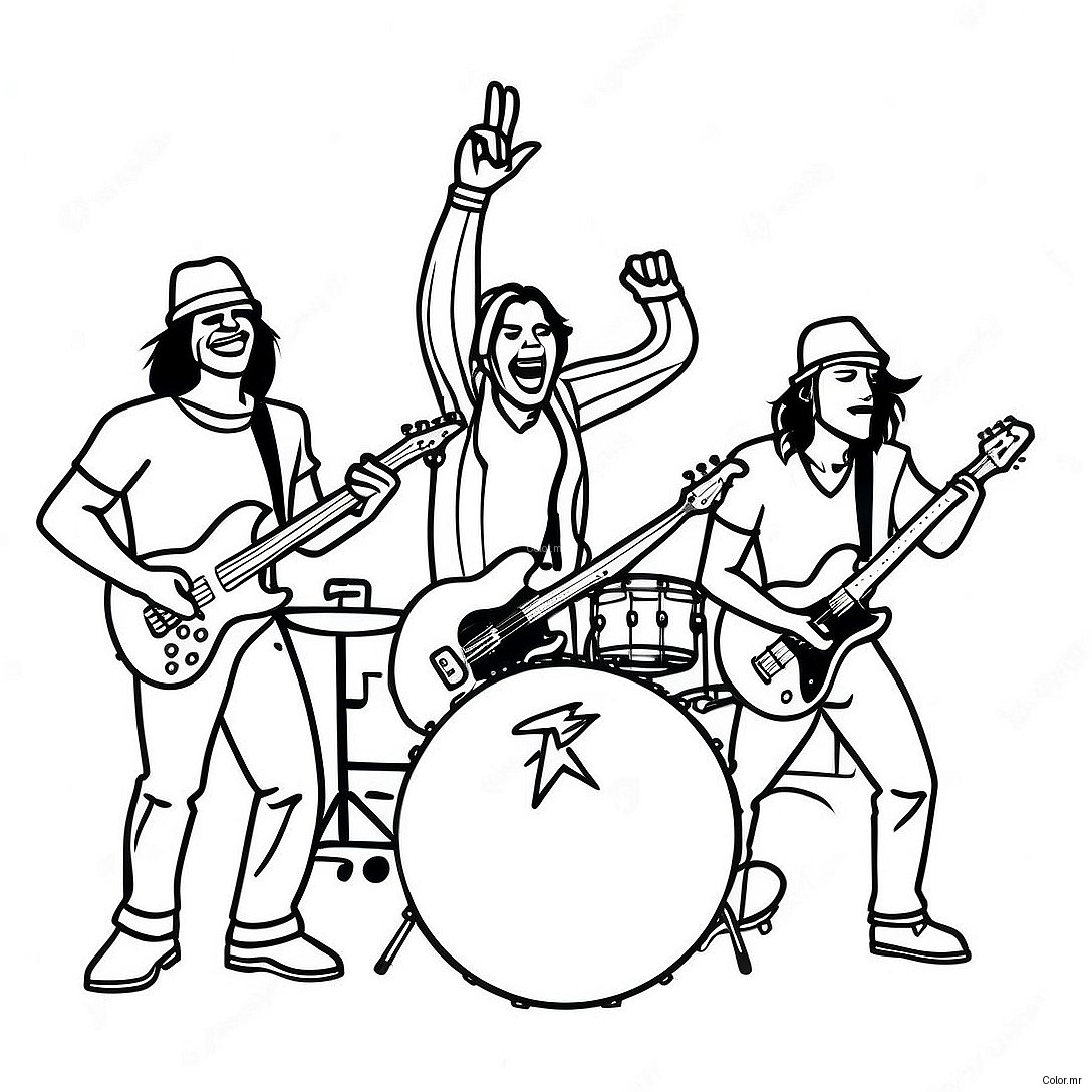 Rock And Roll Band On Stage Coloring Page 18859 15777