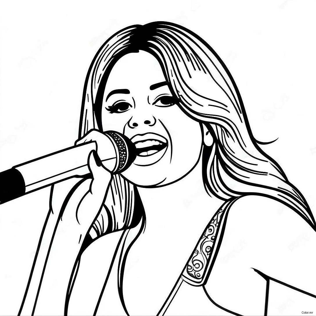 Selena Gomez Singing On Stage Coloring Page 27203 24823