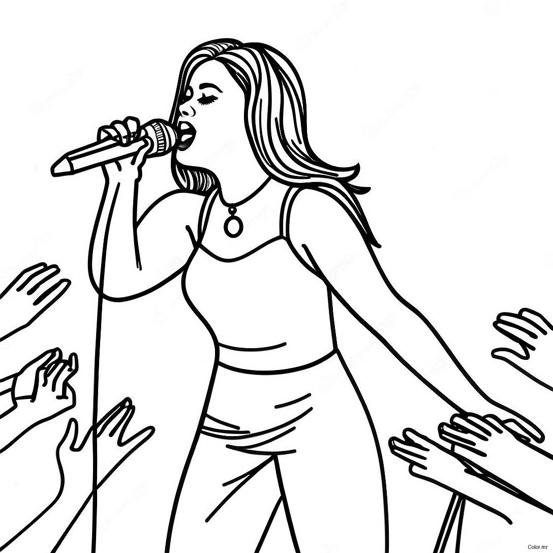 Selena Gomez Singing On Stage Coloring Page 27203 24824