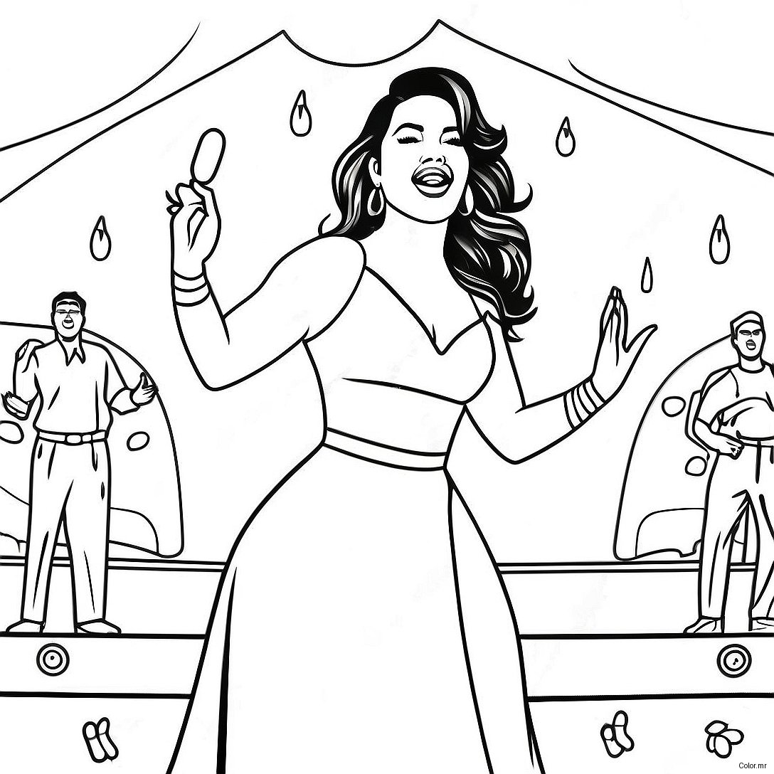 Selena Quintanilla Performing On Stage Coloring Page 9007 7364