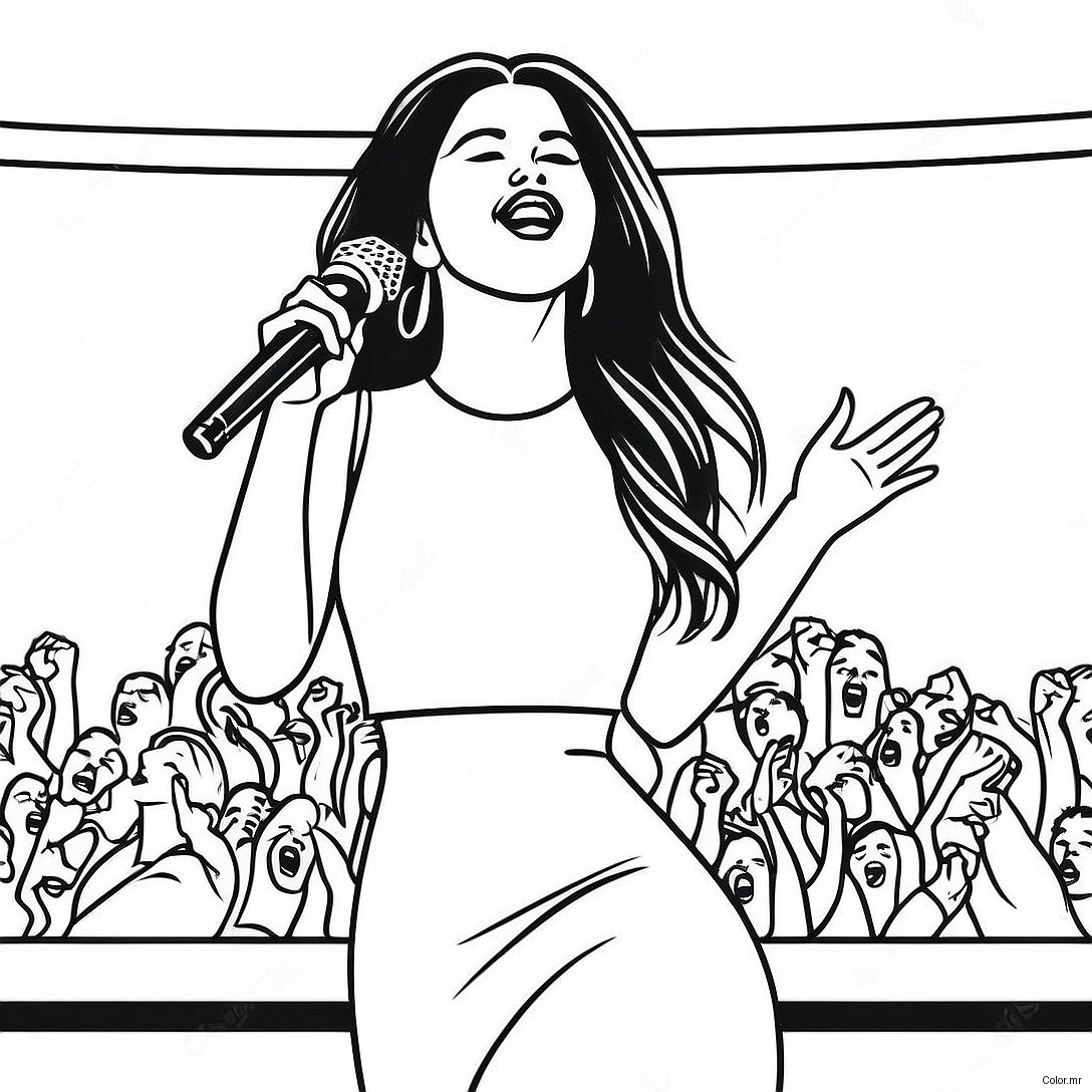 Selena Singing On Stage Coloring Page 10978 8997