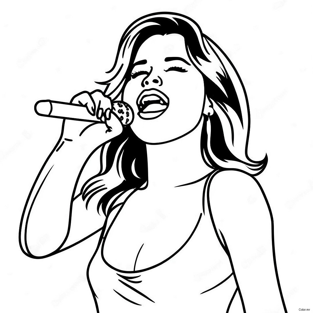 Selena Singing On Stage Coloring Page 10978 8998